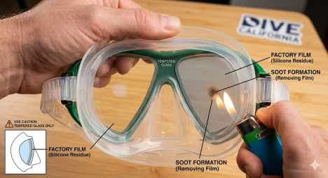 How to Defog your Freediving Mask with toothpaste with The Lighter Burn Trick